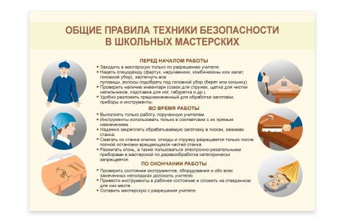 Стенд "Общие правила техники безопасности в школьных мастерских"